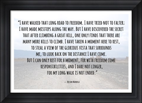 Framed Road to Freedom - Nelson Mandela Quote Print