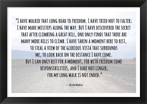 Framed Road to Freedom - Nelson Mandela Quote Print