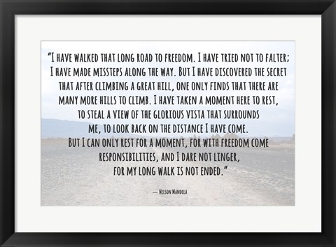 Framed Road to Freedom - Nelson Mandela Quote Print