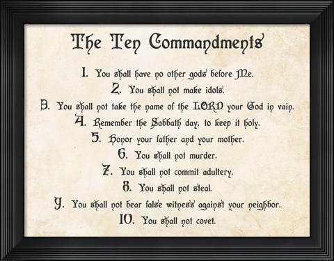 Framed Ten Commandments Print