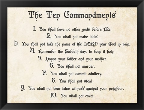Framed Ten Commandments Print