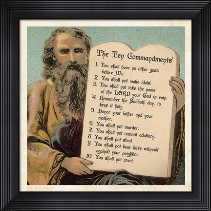 Framed Tablets of the Ten Commandments Print