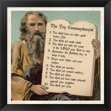 Framed Tablets of the Ten Commandments Print