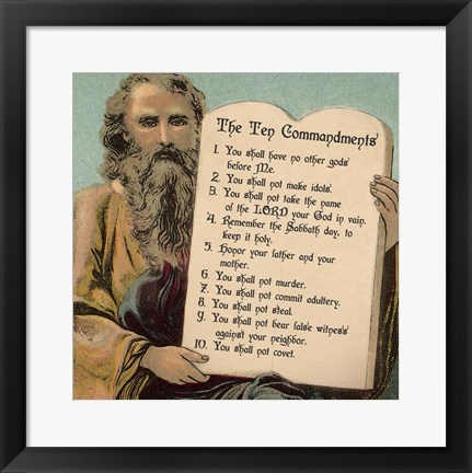 Framed Tablets of the Ten Commandments Print