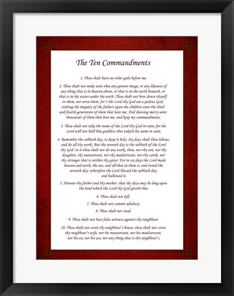 Framed Ten Commandments - Red Print