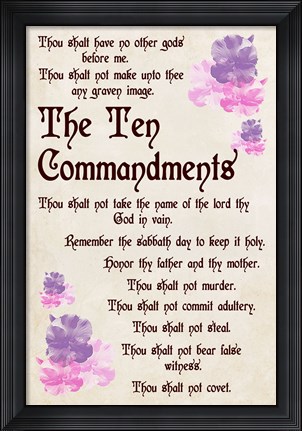 Framed Ten Commandments - Floral Print
