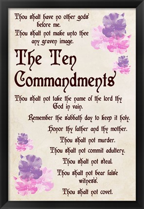 Framed Ten Commandments - Floral Print