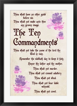 Framed Ten Commandments - Floral Print