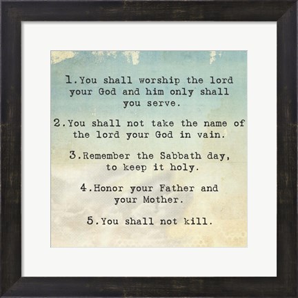 Framed Ten Commandments 1-5 Print