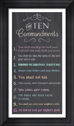 Framed Ten Commandments - Chalkboard Print