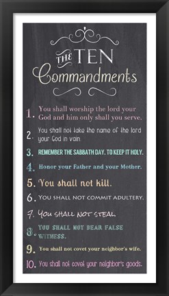 Framed Ten Commandments - Chalkboard Print