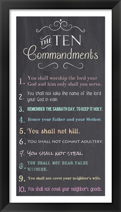 Framed Ten Commandments - Chalkboard Print