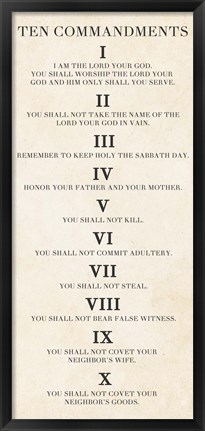 Framed Ten Commandments - Roman Numerals Print