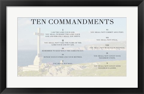 Framed Ten Commandments - Cross Print