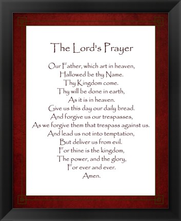 Framed Lord&#39;s Prayer - Red Print