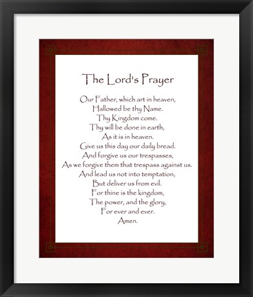 Framed Lord&#39;s Prayer - Red Print