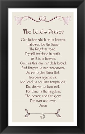 Framed Lord&#39;s Prayer - Floral Print