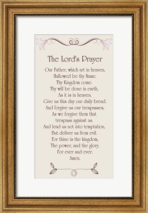 Framed Lord&#39;s Prayer - Floral Print