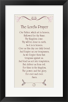 Framed Lord&#39;s Prayer - Floral Print