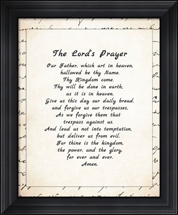 Framed Lord&#39;s Prayer - Script Print
