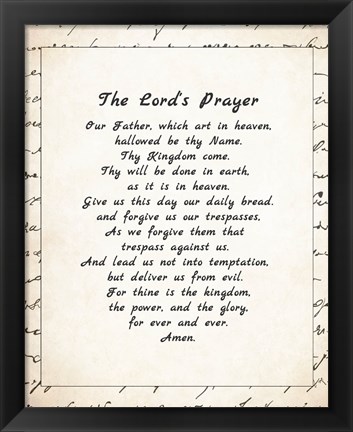 Framed Lord&#39;s Prayer - Script Print