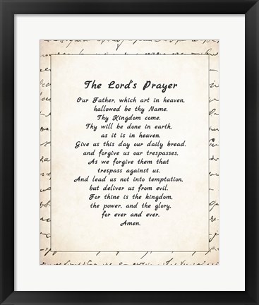 Framed Lord&#39;s Prayer - Script Print