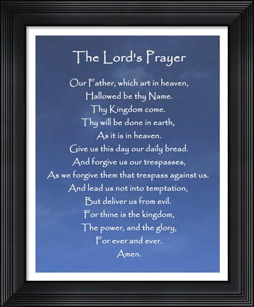 Framed Lord&#39;s Prayer - Blue Sky Print