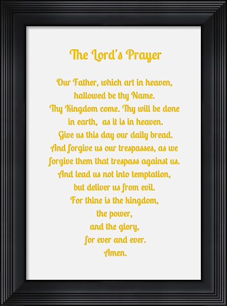 Framed Lord&#39;s Prayer - Gold Print
