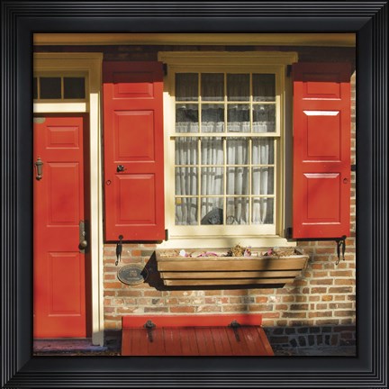 Framed Red Door, Red Shutters Print