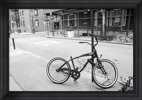 Framed Village Bicycle (b/w) Print