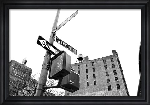 Framed West Broadway and Franklin Street (b/w) Print
