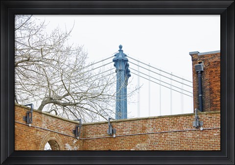 Framed Manhattan Bridge and Brick Wall Print