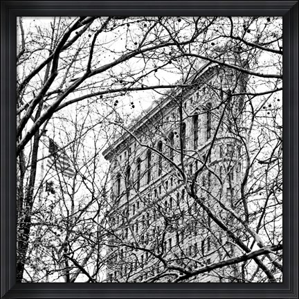 Framed Veiled Flatiron Building (b/w) (detail) Print