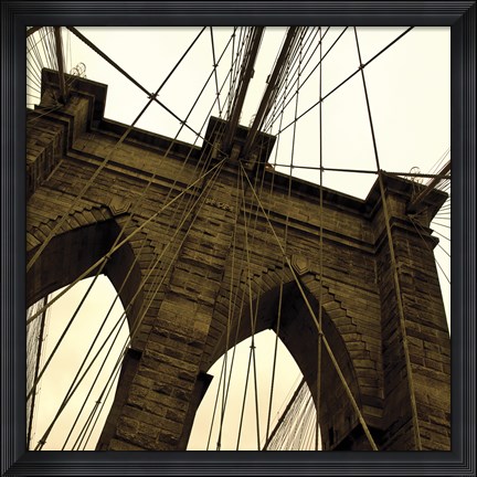 Framed Brooklyn Bridge II (sepia) (detail) Print
