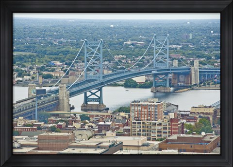 Framed Benjamin Franklin Bridge (aerial) Print