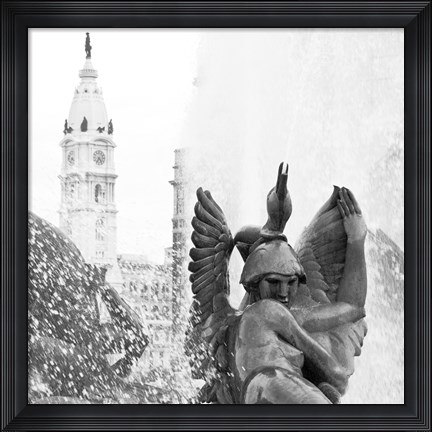 Framed Fountain (City Hall) (b/w) Print