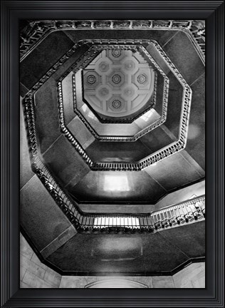 Framed City Hall Stairwell (b/w) Print