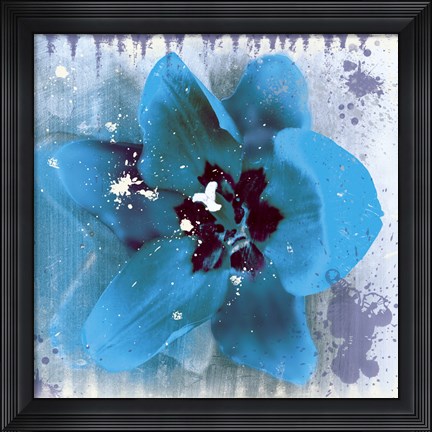 Framed Tulip Fresco (blue) Print