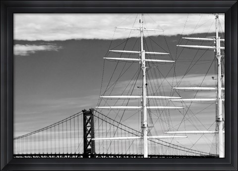 Framed Bridge &amp; Masts (b/w) Print