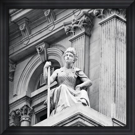 Framed City Hall Sculpture (woman) (b/w) Print