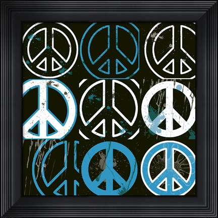 Framed Peace Mantra (Blue) Print