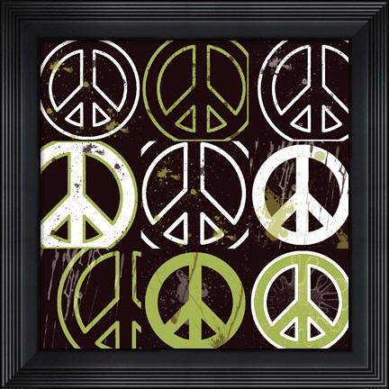 Framed Peace Mantra (Green) Print