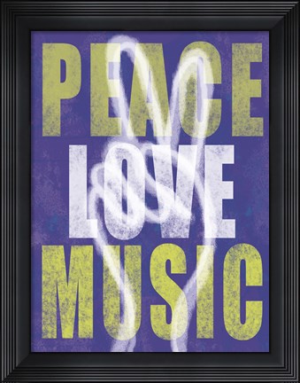 Framed Peace Love Music Print