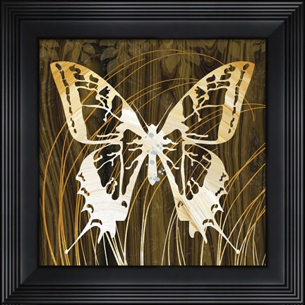 Framed Butterflies &amp; Leaves I Print