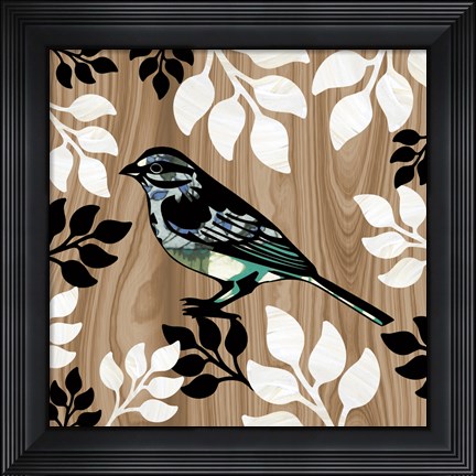 Framed Bird Patchwork I Print