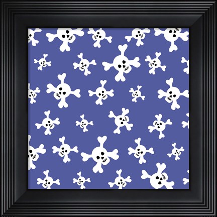 Framed Skull Pattern Blue Print