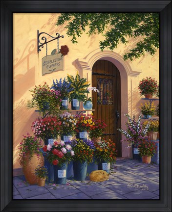 Framed Cobblestone Flowers Print