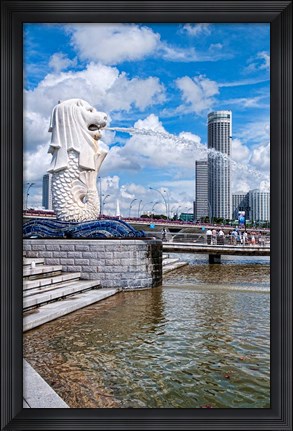 Framed City Skyline, Fullerton, Clarke Quay, Singapore Print
