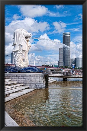 Framed City Skyline, Fullerton, Clarke Quay, Singapore Print