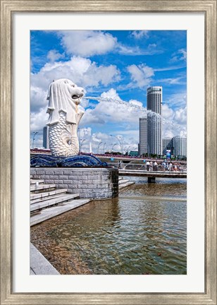 Framed City Skyline, Fullerton, Clarke Quay, Singapore Print